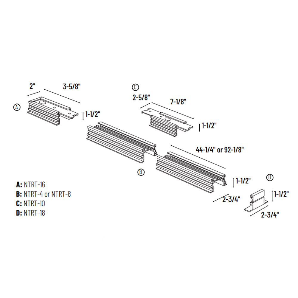 Nora Lighting 8' Recessed Track Housing