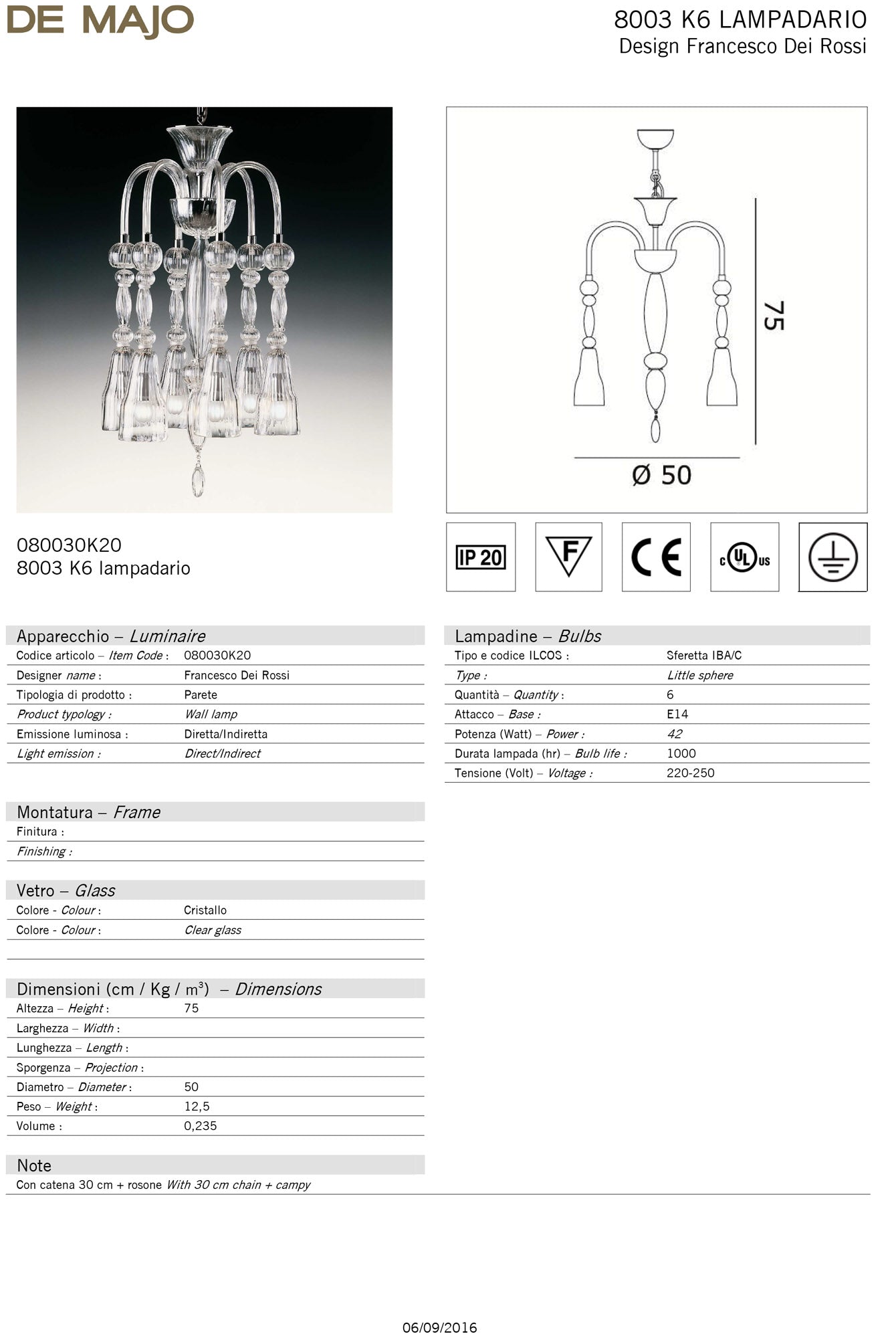 De Majo 8003 Chandelier