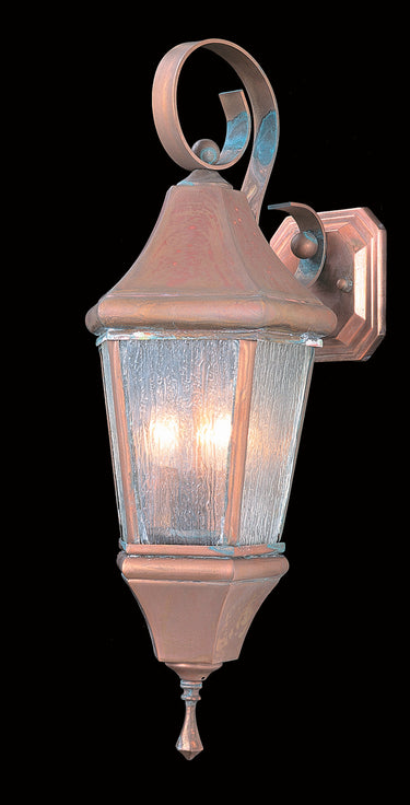 Framburg Normandy 3 - Light Raw Copper with Rain Glass Exterior Wall Mount 8740 RC/R