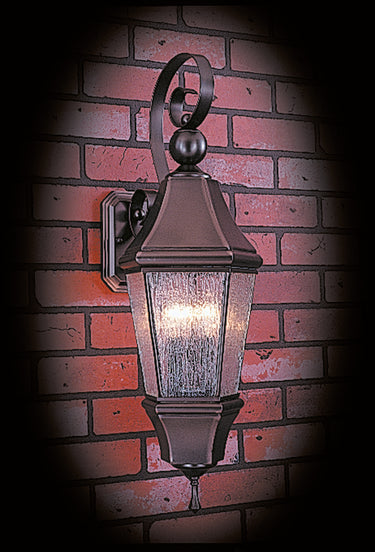 Framburg Normandy 3 - Light Siena Bronze with Rain Glass Exterior Wall Mount 8742 SBR/R