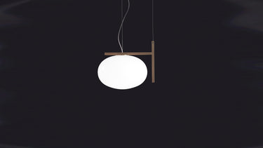 Designer Alba 466 suspension lamp by Oluce with opaline glass shade for bedroom, office, or hotel decor