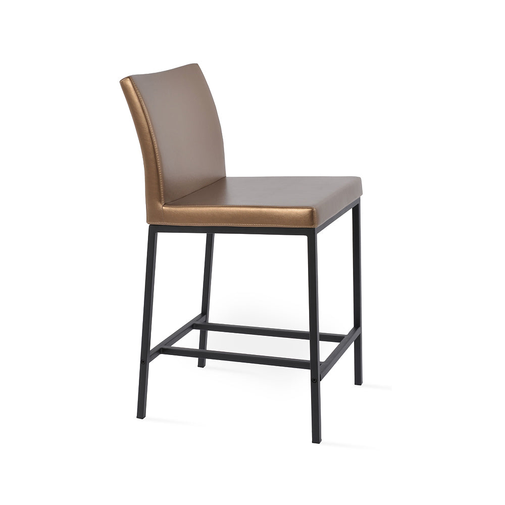 Aria Metal Counter Stool Leather by SohoConcept