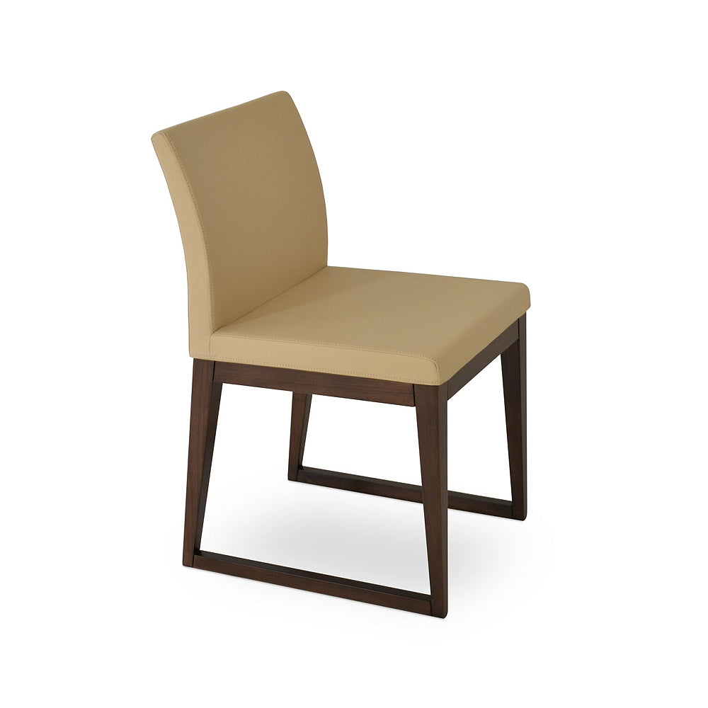 Aria Sled Wood Chair Leather by SohoConcept