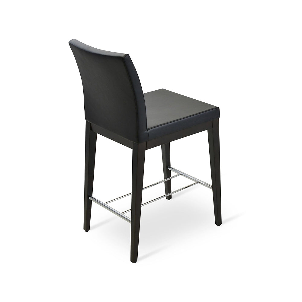 Aria Wood Counter Stool Leather by SohoConcept