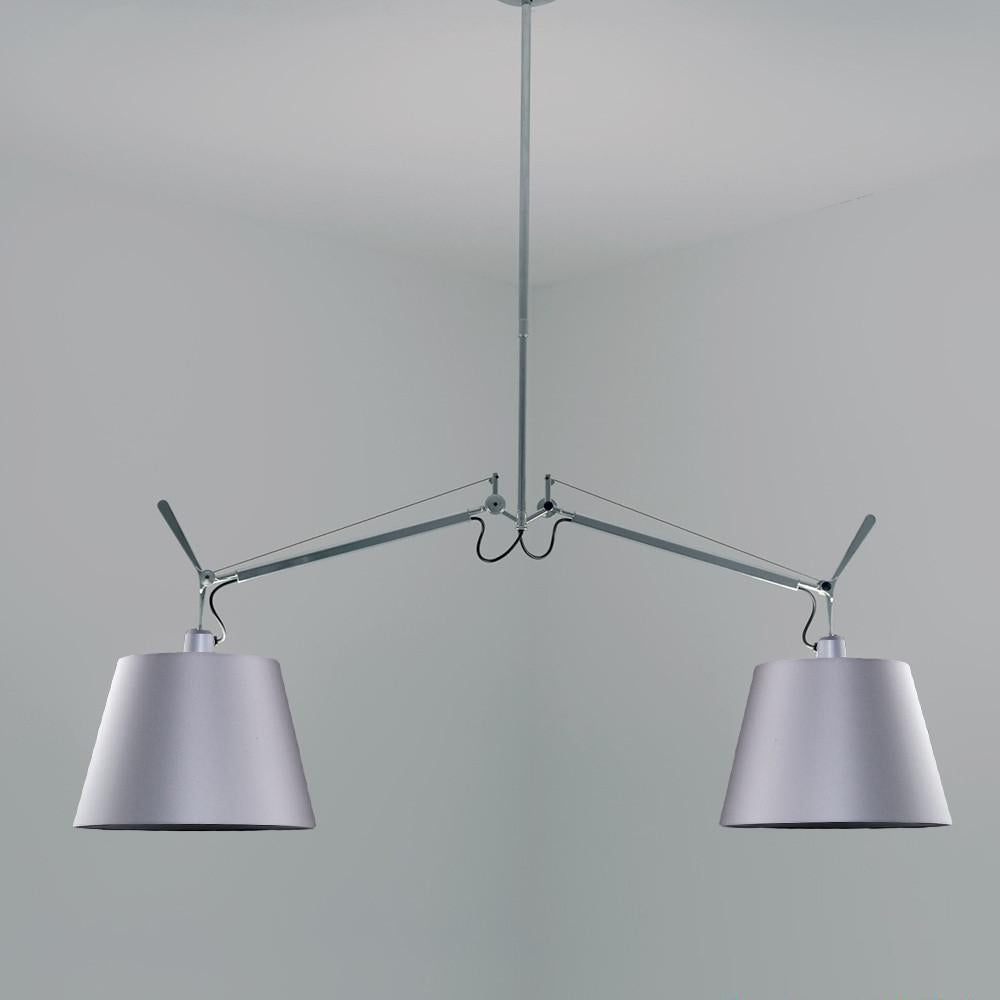 Artemide Tolomeo Double Silver Fiber Shade Pendant Light