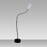 Artemide Pipe LED floor lamp in black and anodized grey with flexible silicone arm and warm 2700K light