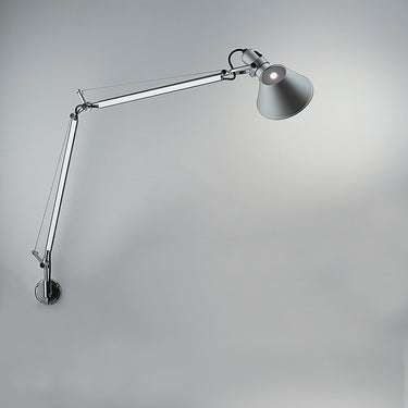 Tolomeo Classic adjustable aluminum wall lamp with articulated arm and rotatable shade by Artemide for task lighting