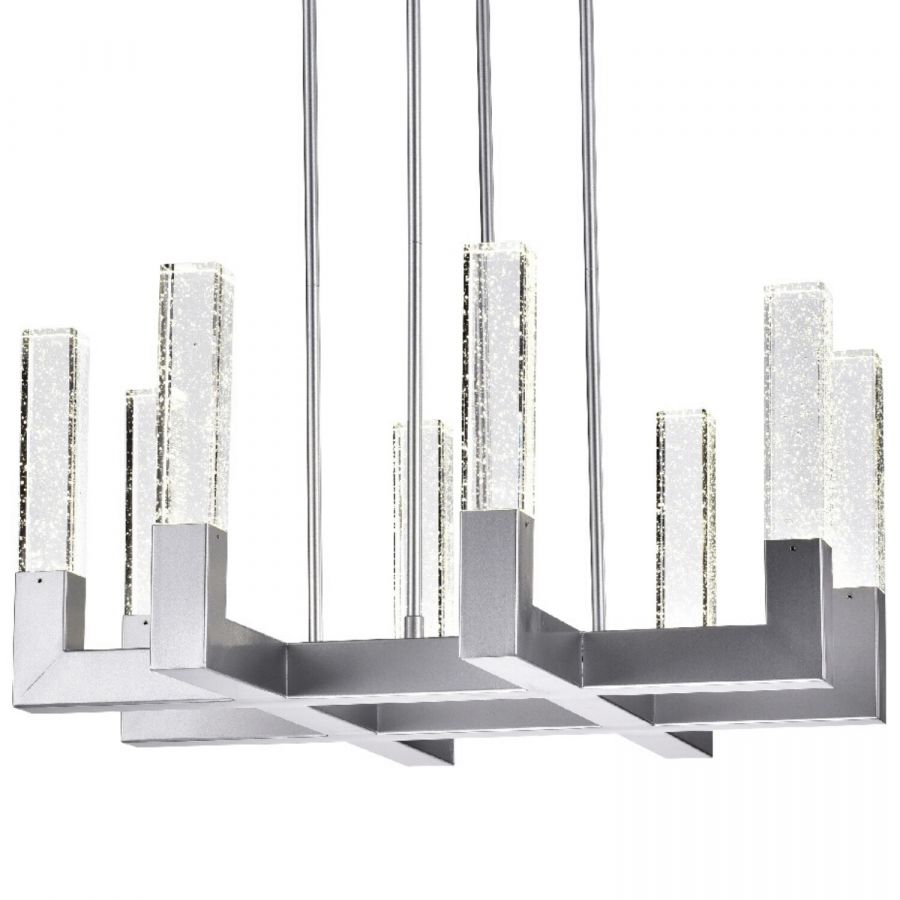 Finesse Decor 8 Light Square Crystal Dianyi LED Chandelier - Silver