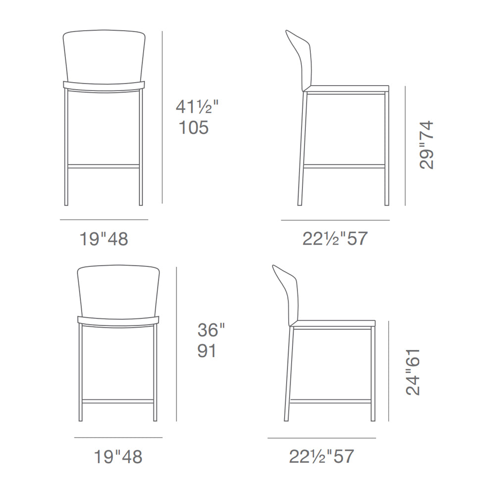 Capri Metal Bar Stool Leather High Back by SohoConcept