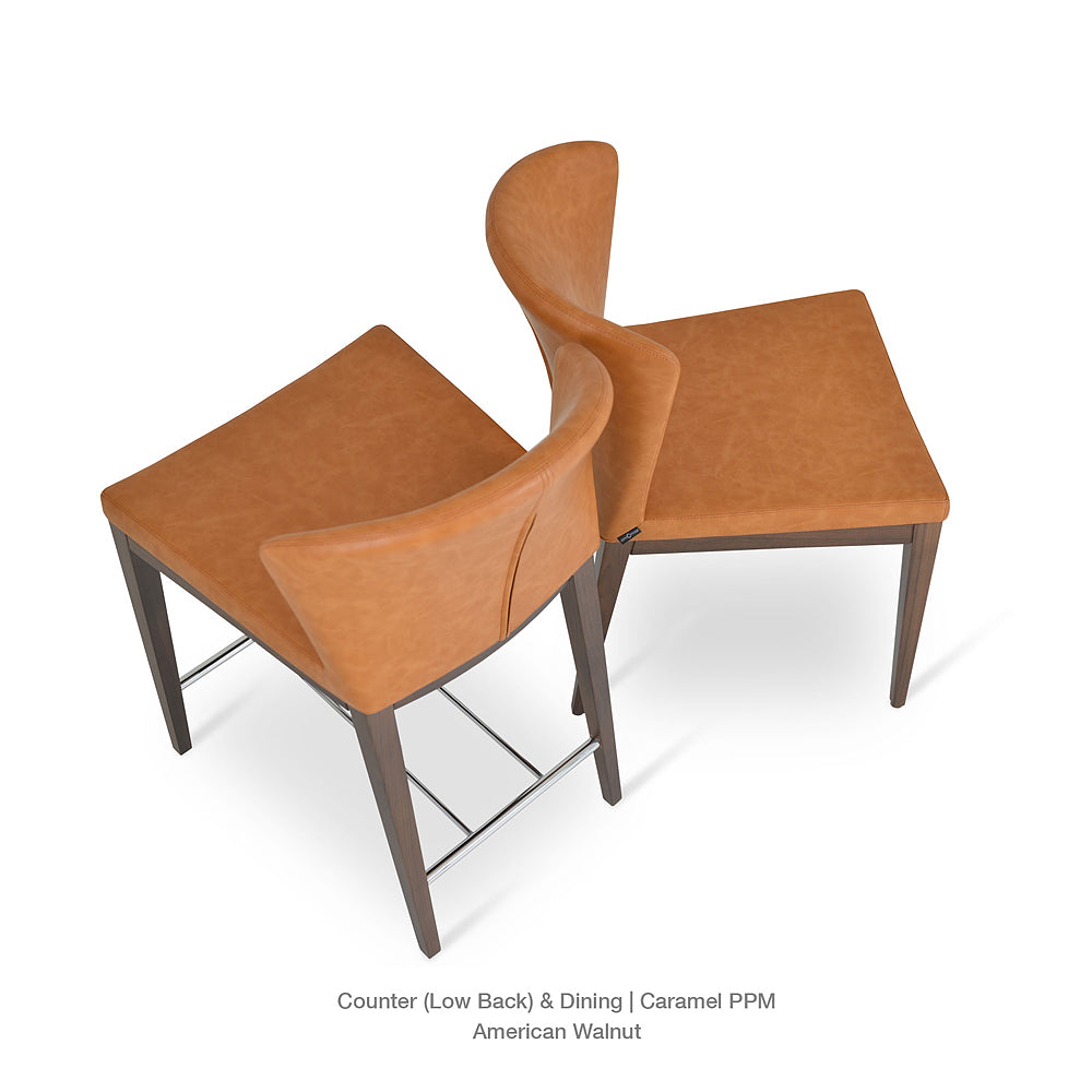 Capri Wood Bar Stool Leather High Back by SohoConcept