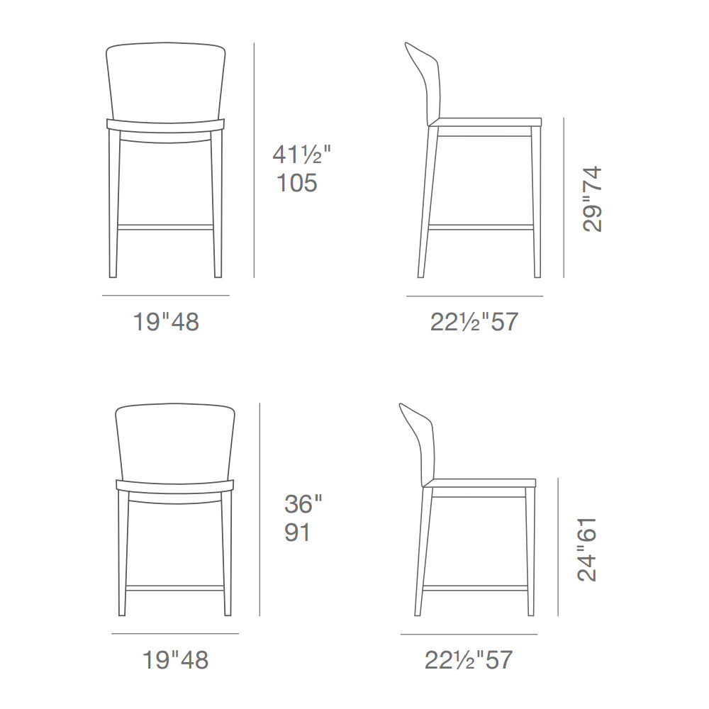 Capri Wood Bar Stool Leather High Back by SohoConcept