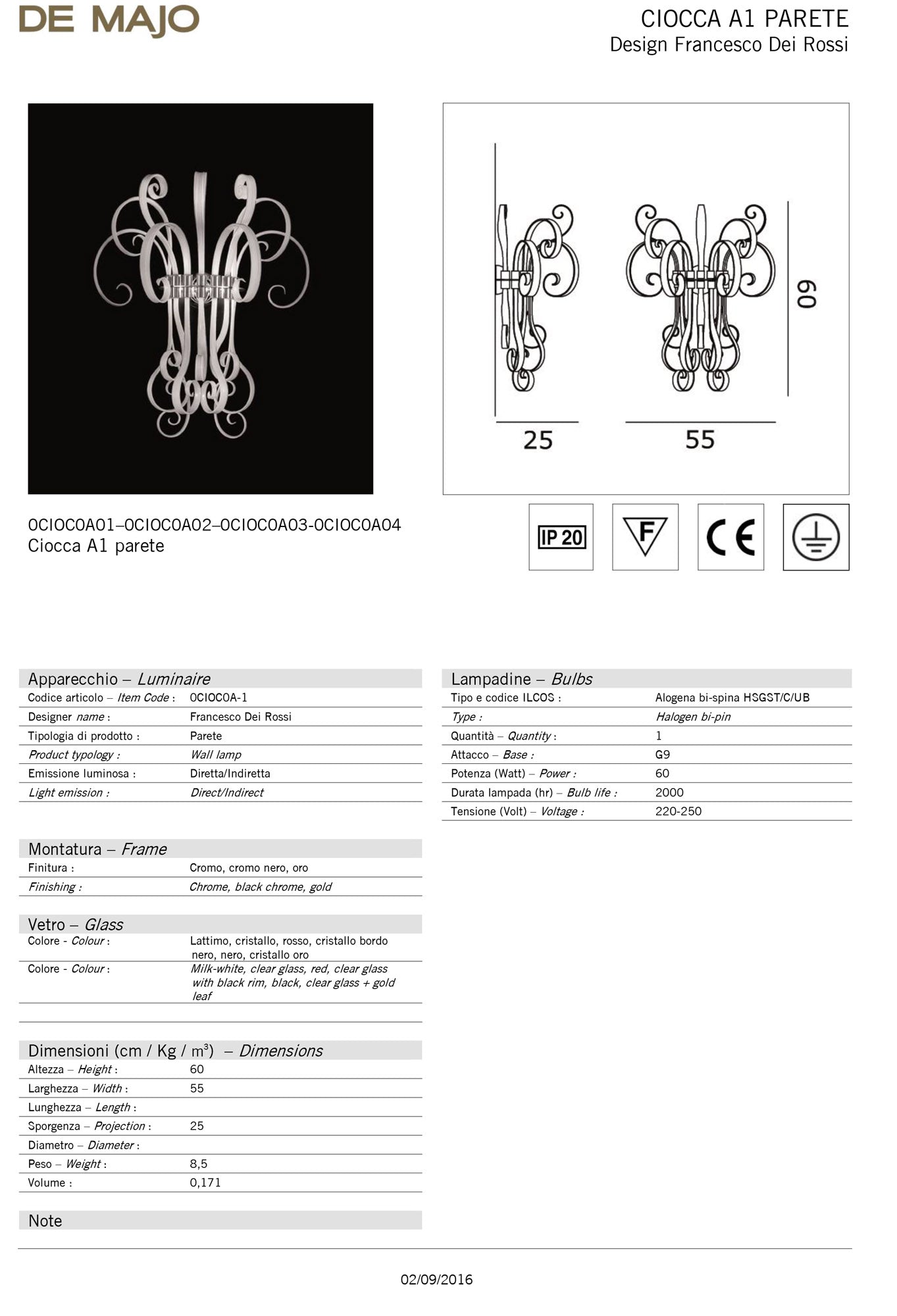 De Majo Ciocca Wall Light