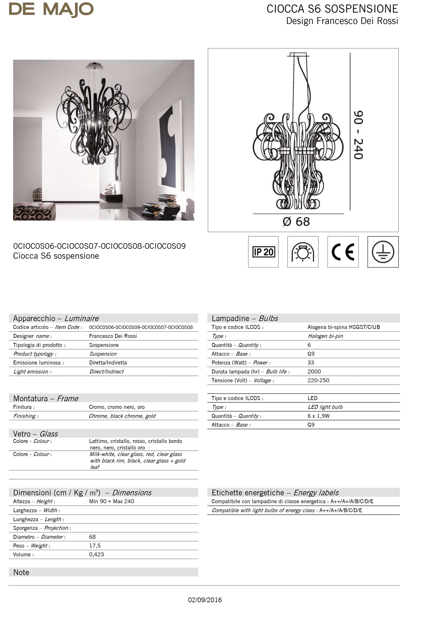 De Majo Ciocca S Pendant Light