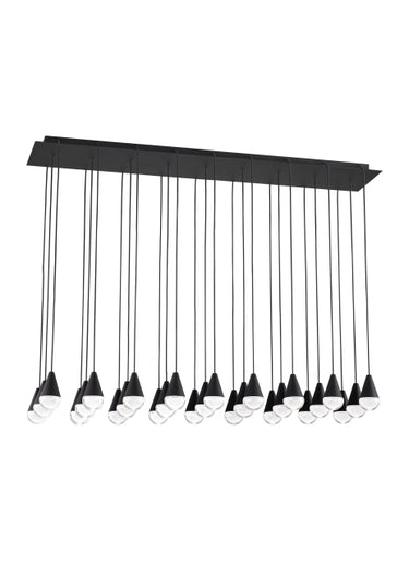 Modern 27-Light Linear Pendant - Cupola Crystal Optic Chandelier