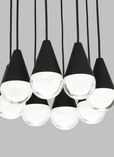 Contemporary 8-Bulb Adjustable Pendant - Cupola by Visual Comfort, black finish