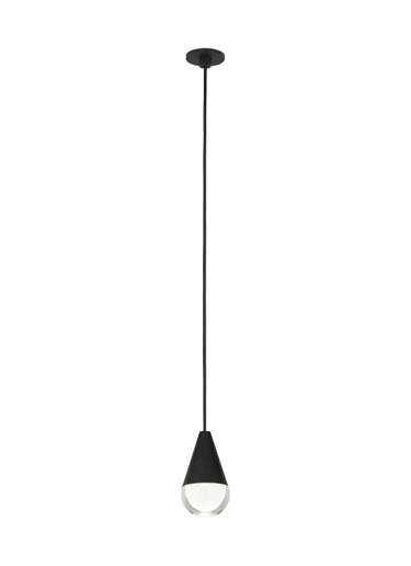 Visual Comfort Cupola port alone pendant with integrated LED and crystal optic for kitchen lighting in black finish
