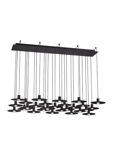 Dimmable 27-Light Linear LED Chandelier | Eaves Modern Design | 3000K Lighting