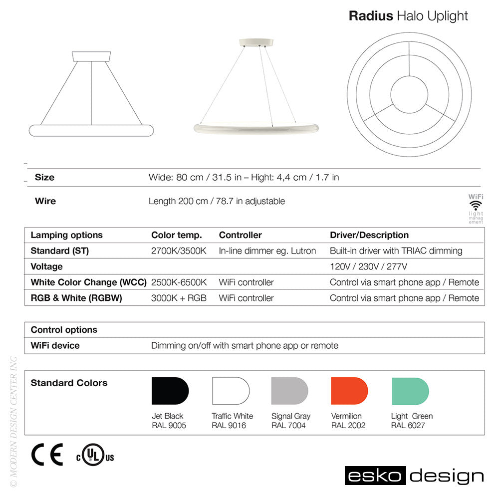 Radius Halo Uplight Suspension by Esko Design | Esko Design | LoftModern