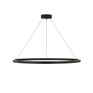 48 inch matte black LED ring chandelier with dimmable lighting for modern dining rooms