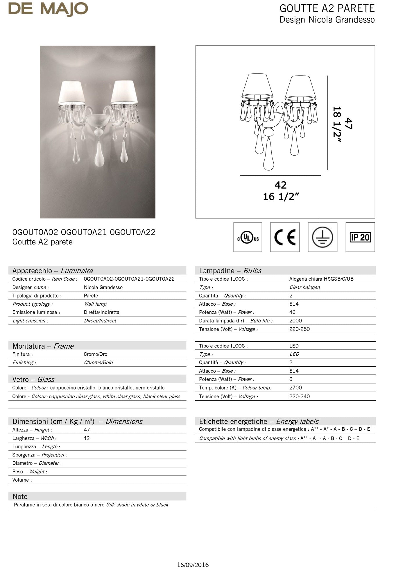 De Majo Goutte Wall Light