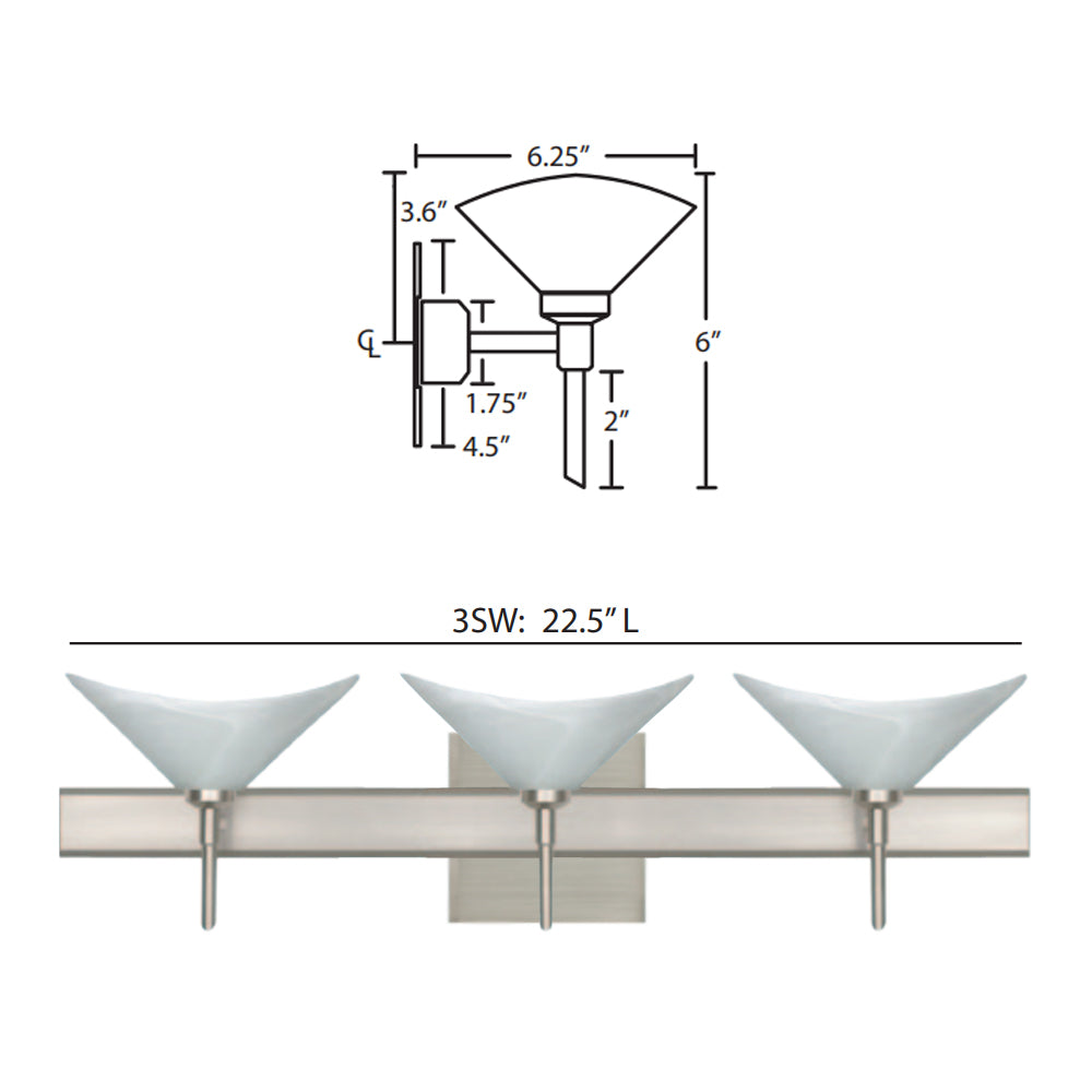 Besa Lighting Hoppi 3 Square Canopy Vanity Light