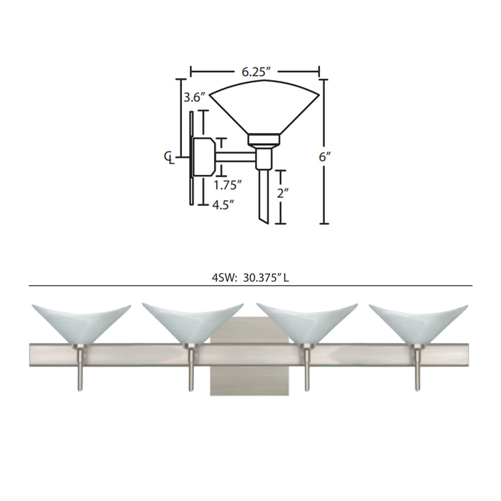 Besa Lighting Hoppi 4 Square Canopy Vanity Light