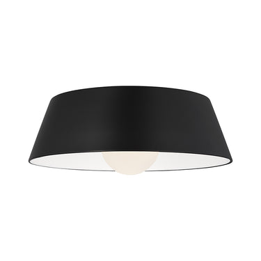 Contemporary LED Flush Mount Ceiling Light in Matte Black, 17 inch diameter