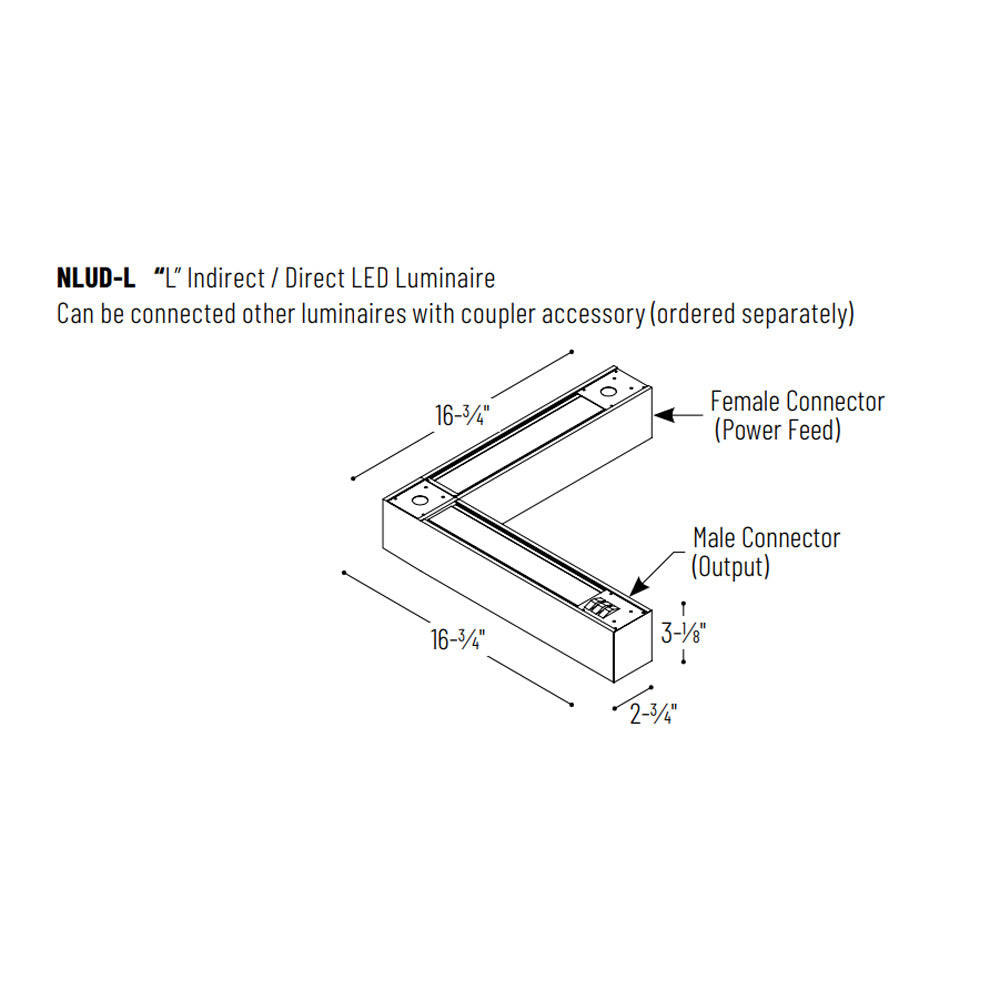 Nora Lighting L Shaped L-Line LED Indirect/Direct, Selectable CCT