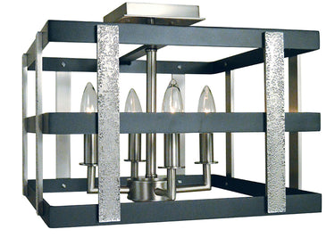 Framburg Montreaux 4 - Light Brushed Nickel with Matte Black Accents Semi-Flush Mount L1031 BN/MBLACK
