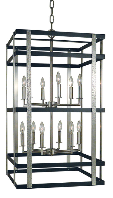 Framburg Montreaux 12 - Light Brushed Nickel with Matte Black Accents Foyer Chandelier L1032 BN/MBLACK