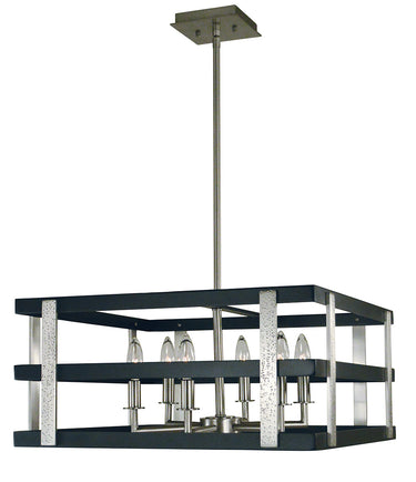 Framburg Montreaux 6 - Light Brushed Nickel with Matte Black Accents Chandelier L1036 BN/MBLACK