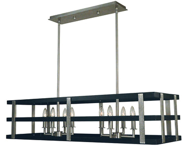 Framburg Montreaux 8 - Light Brushed Nickel with Matte Black Accents Chandelier L1038 BN/MBLACK