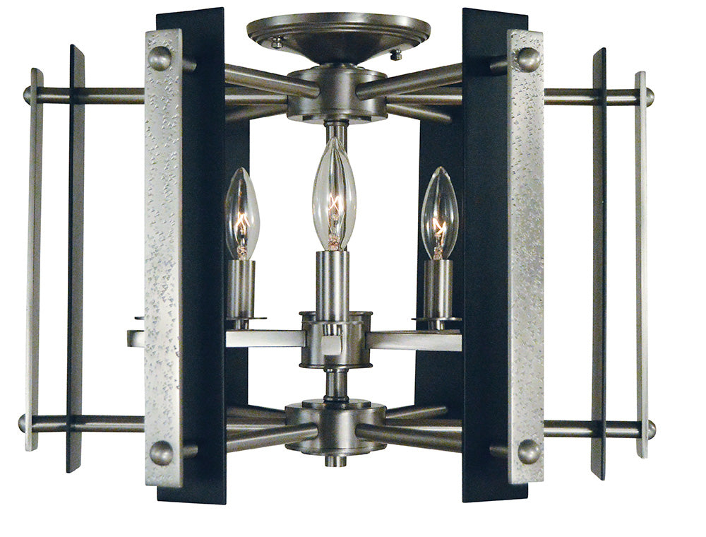 Framburg 5-Light Brushed Nickel Matte Black Bucolic Semi-Flush