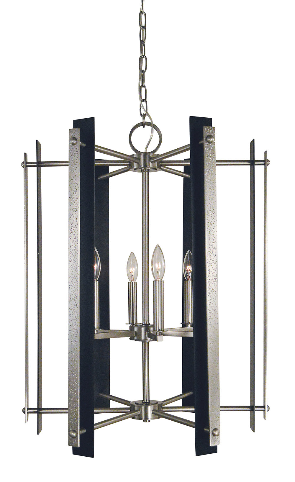 Framburg 6-Light Brushed Nickel Matte Black Bucolic Chandelier