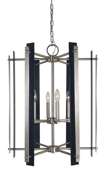 Framburg Bucolic 6 - Light Brushed Nickel with Matte Black Accents Chandelier L1066 BN/MBLACK