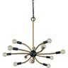 Framburg Comet 12 - Light Antique Brass with Matte Black Accents Chandelier L1072 AB/MBLACK