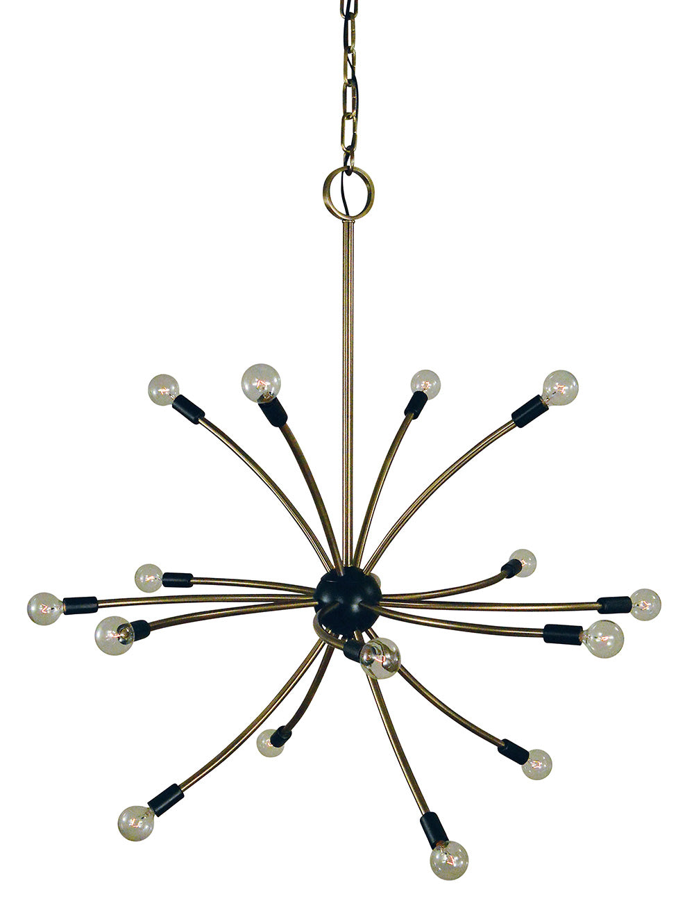 Framburg 16-Light Antique Brass Matte Black Comet Chandelier