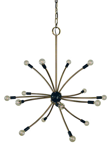 Framburg Comet 16 - Light Antique Brass with Matte Black Accents Chandelier L1076 AB/MBLACK