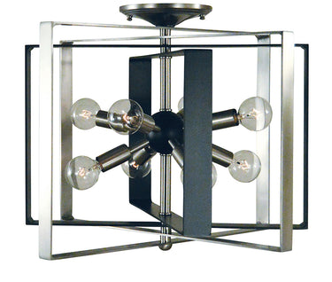 Framburg Interstellar 8 - Light Brushed Nickel with Matte Black Accents Semi-Flush Mount L1090 BN/MBLACK