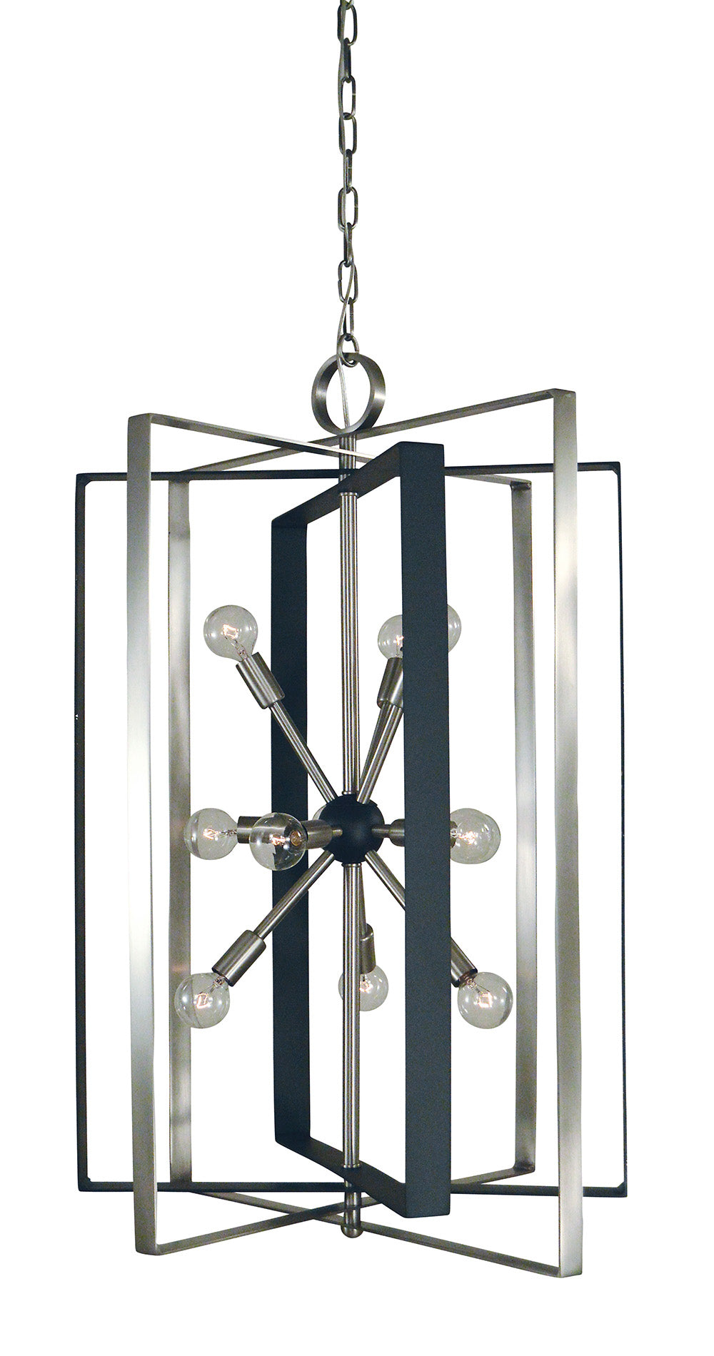 Framburg 11-Light Brushed Nickel Matte Black Interstellar Chandelier