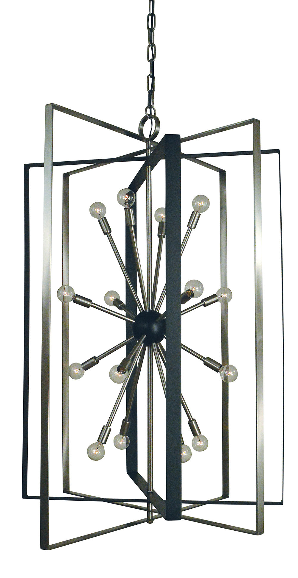 Framburg 16-Light Brushed Nickel Matte Black Interstellar Chandelier