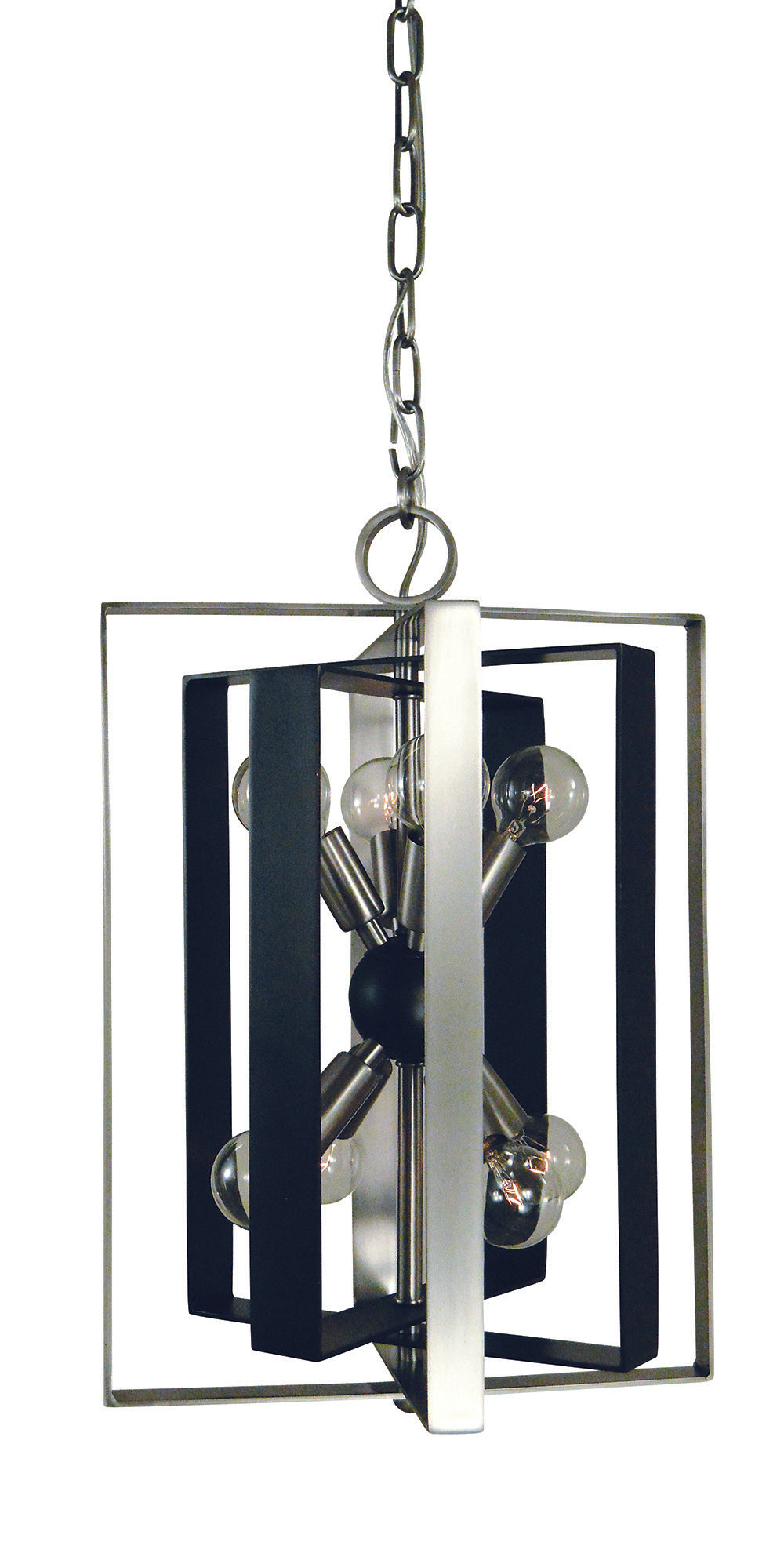 Framburg 8-Light Brushed Nickel Matte Black Interstellar Chandelier