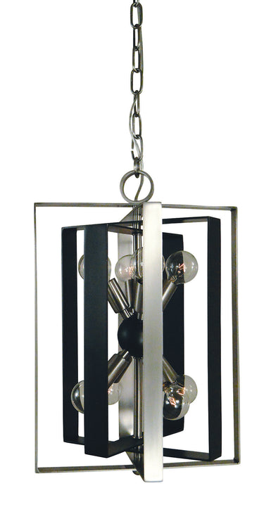 Framburg Interstellar 8 - Light Brushed Nickel with Matte Black Accents Chandelier L1098 BN/MBLACK