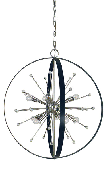 Framburg Nucleus 10 - Light Brushed Nickel with Matte Black Accents Chandelier L1100 BN/MBLACK