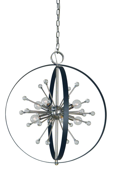 Framburg Nucleus 8 - Light Brushed Nickel with Matte Black Accents Chandelier L1108 BN/MBLACK