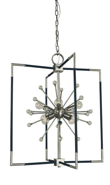Framburg Zeta 8 - Light Brushed Nickel with Matte Black Accents Chandelier L1118 BN/MBLACK