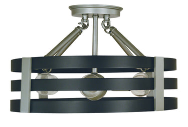 Framburg Luxe 6 - Light Satin Pewter/Matte Black Semi-Flush Mount L1121 SP/MBLACK