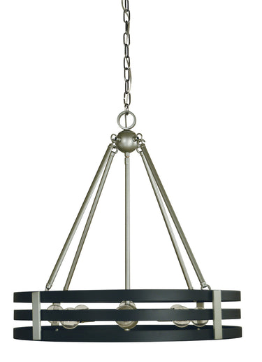 Framburg Luxe 8 - Light Satin Pewter/Matte Black Chandelier L1123 SP/MBLACK