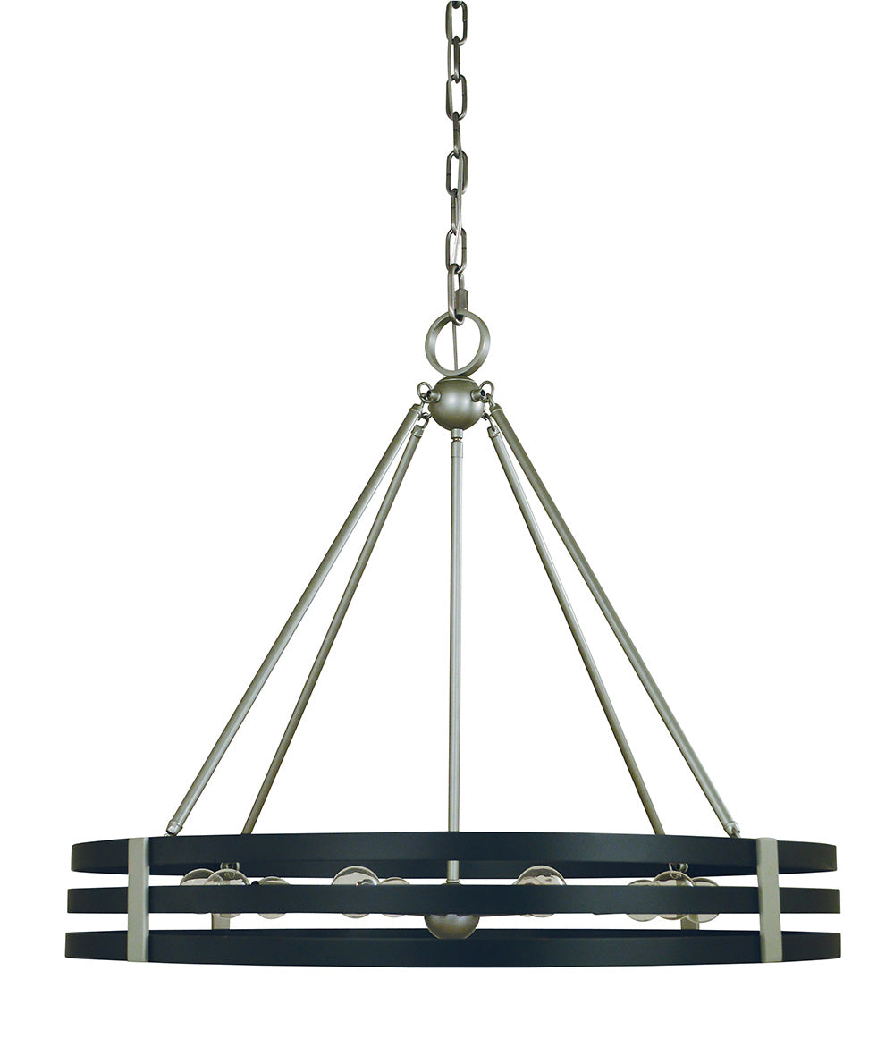 Framburg 10-Light Satin Pewter Matte Black Luxe Chandelier