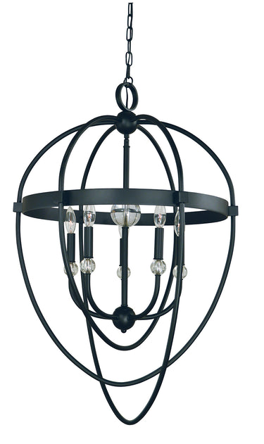 Framburg Elizabeth 5 - Light Matte Black Chandelier L1152 MBLACK